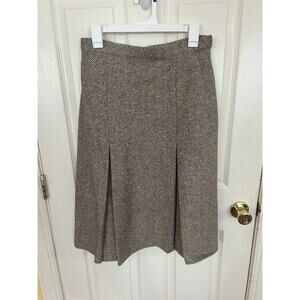 Vintage St. Michael Brown Herringbone Inverted Pleat‎ 100% Wool Size 14